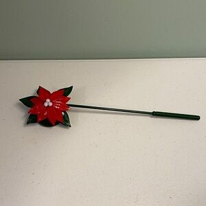 Red and Green Poinsettia Candle Snuffer